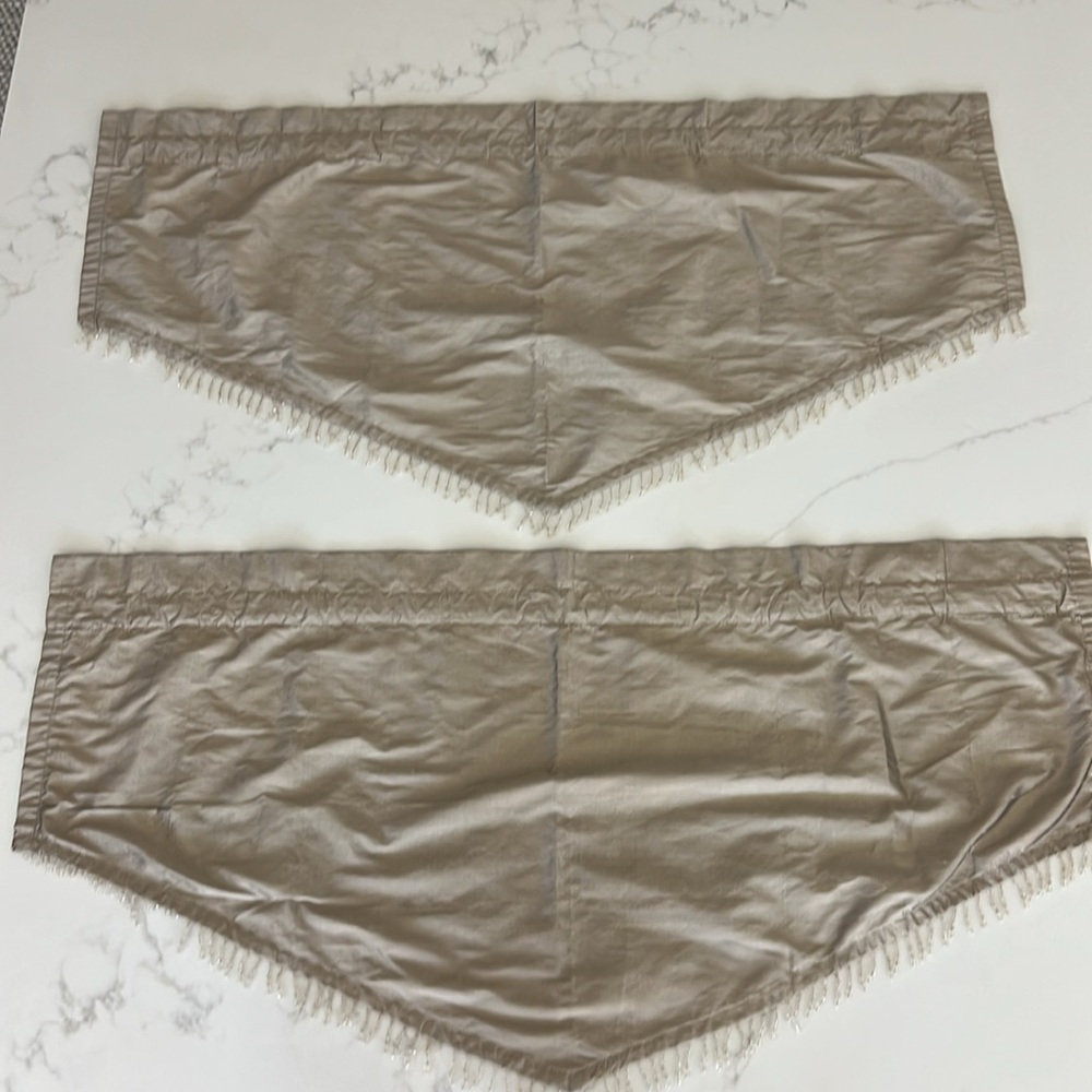 Silk Valances | Pair | 39” L x 11” H (19” in middle) | Taupe
